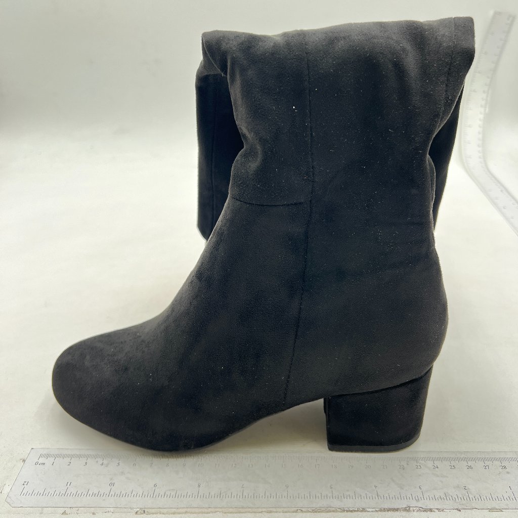Black Women Over The Knee Chunky Low Heels Stretch Thigh High Zipper Long Boot